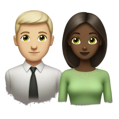 Russian man with green eyes and dark-skinned girl with brown eyes sticker