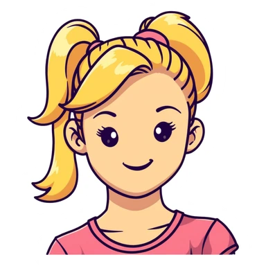 blonde girl with high pony tail hair, winking sticker