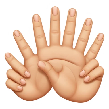 Should be like a simple hand emoji where the hands form an equilateral triangle with the two thumbs forming the top side and then the remaining four fingers on each hands meet at the middle going down. sticker