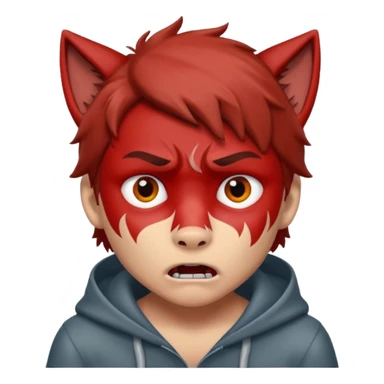 Wolf Boy Red Scared sticker