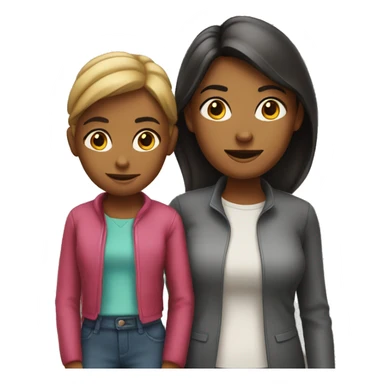 a mom with a girl standing behind her  sticker