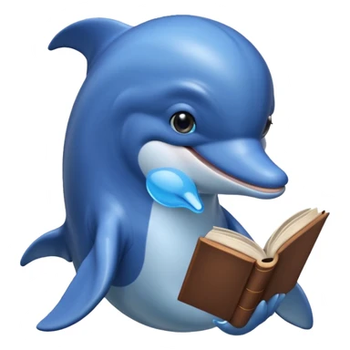 dolphin reading a book sticker