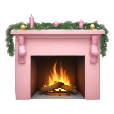 Pastell pink asthetic clean Christmas fireplace  sticker