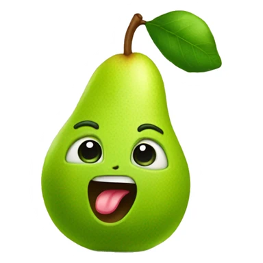 Green Cute pear with tongue sticker