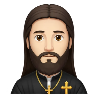  orthodox priest with dark brown long hair and beard   sticker