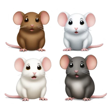 Three differently colored rats one white one grey one brown gossiping sticker