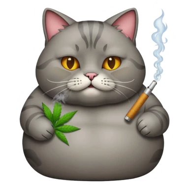 a fat cat smoking weed  sticker