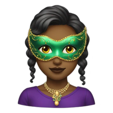 girl wearing a mardi gras mask sticker