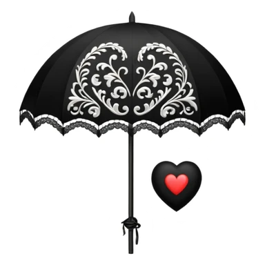 heart with a black lace parasol sticker