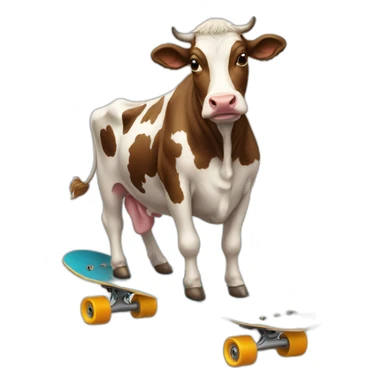 a cow on a skateboard sticker