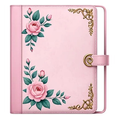 pink diary, coquette, loveshackfancy style, ring binder, no leather  sticker