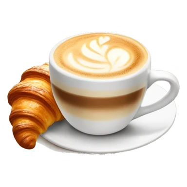 Cup of cappuccino with croissant sticker