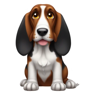 Black basset hound with dark orange stomach and ears with big ears and short legs sticker