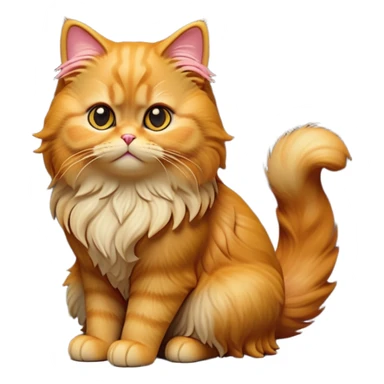 cinematic-[ginger persian cat]-realistic-full-body-sitting-emoji,-tail-curled-playfully-around-its-paws,-head-tilted-dramatically,-fluffy-[ginger]-fur,-simplified-yet-realistic-focused-features,-highly-detailed,-glowing-with-an-almost-sarcastic-glow sticker