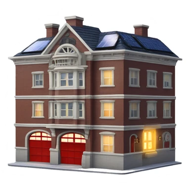 Apartment building shaped like the Ghost Busters Firehouse with solar lights and decorative and detailed interior design  sticker