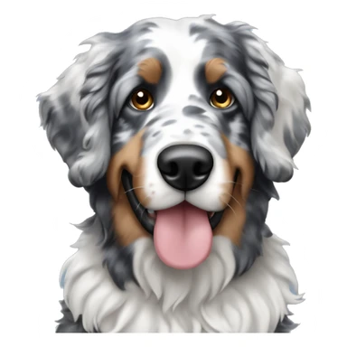 Blue merle bernedoodle dog with black ears  sticker