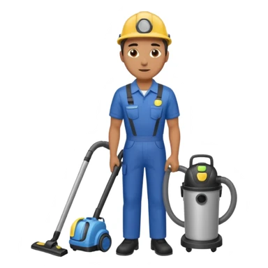 técnico de limpieza hombre sujetando una aspiradora de agua sticker