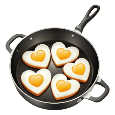 cooking pan with heart-shaped eggs sticker