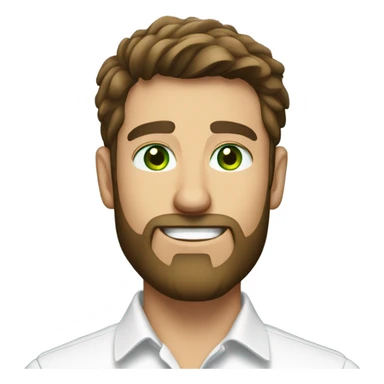 handsome optimist brunette man and beard green eyes wearing white button down shirt  sticker