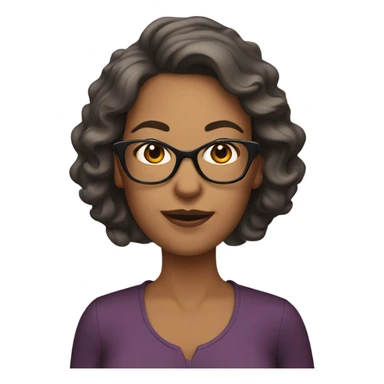Tan mom with dark brown wavy hair and reading glasses sticker