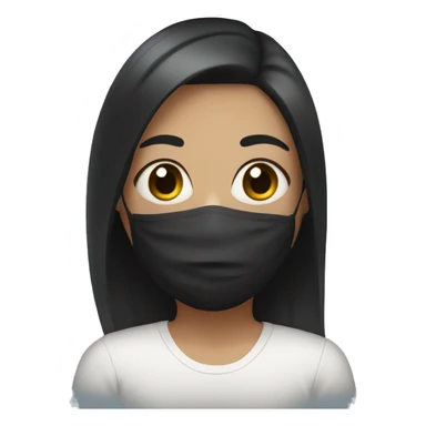 girl with black hair and face mask  sticker