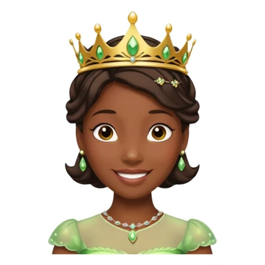 tạo cho tôi emoji công chúa tianna mặt thon da đen xinh và gần giống trong phim nhất sticker