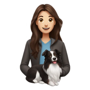 black border collie and woman with long brown hair sticker