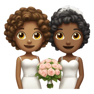 Two lesbians getting married one has curly brown hair and the other one has straight short hair  sticker