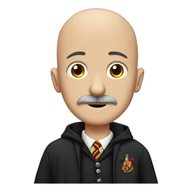 Skinny bald man with a mustache dressed in Harry Potter get up sticker