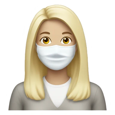 blonde woman with white face mask sticker