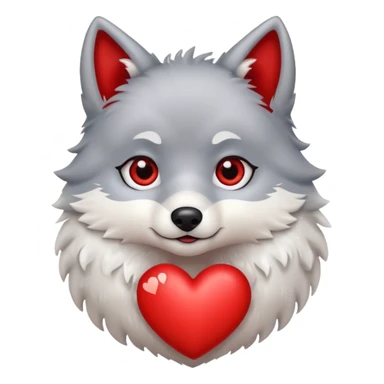cute wolf inside heart sticker
