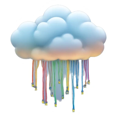 Cloud with fibre optic cables descending down and outward sticker