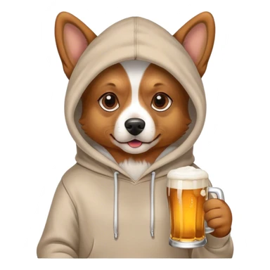 Dog wearing a hoodie with a beer in his hand  sticker
