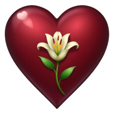 Can you make a dark wine red shiny heart with a little Lilly next to it sticker