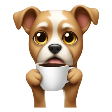 dog with coffee in hands in a sassy mood sticker