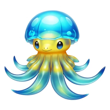 Translucent Jelly-like Bright Shimmering Coastal Pokémon-Fakémon-Digimon-Creature, (full body) sticker