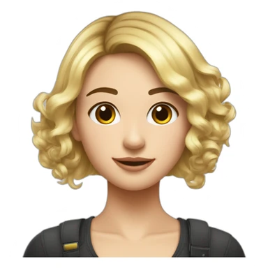 Fille a l air méchante- cheveux cours de couleur noir fesant une franche  sticker