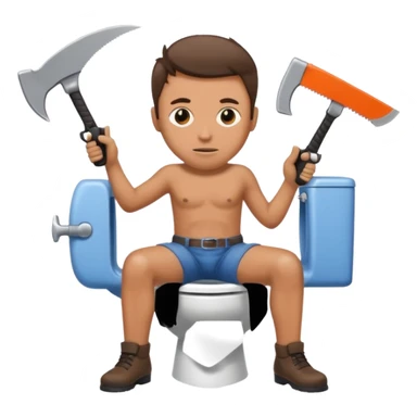 A persons head is sticking in a toilet and he’s holding guns and saws sticker