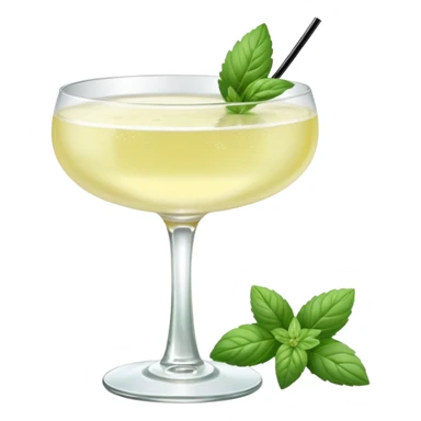 French 75 cocktail with subtle elderflower color and mint and basil garnishes sticker