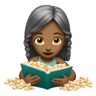 A GIRL READING A BOOK AND EATING POPCORNS sticker