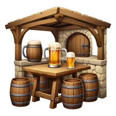 medieval tavern beer wood cup sticker