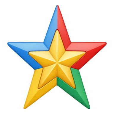 A star Divided into five sections with the colours green red yellow blue and white  sticker