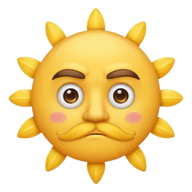 sun with mustache with no smile sticker