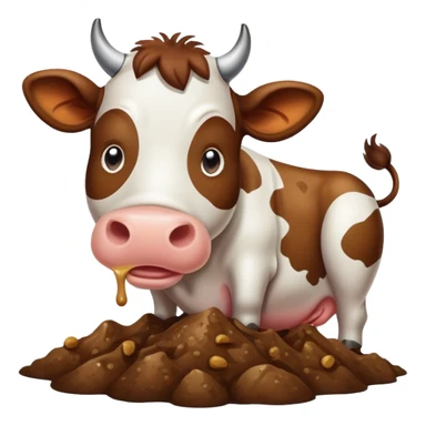 cow eating poop sticker