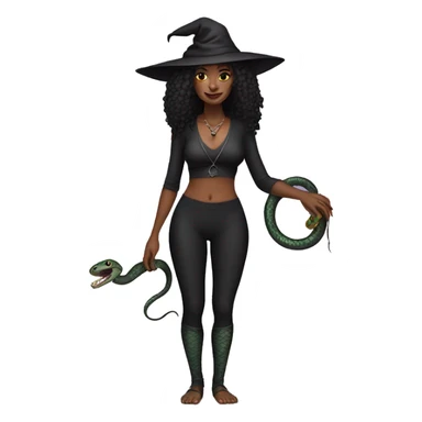 black witch in leggings with snake pet sticker