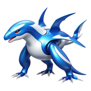 Shiny futuristic Cyber-Kyurem-Kyogre-Latios-Lugia-Fakémon-hybrid-creature (full body)  sticker