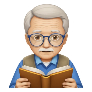 old man colored glasses reading a book  sticker