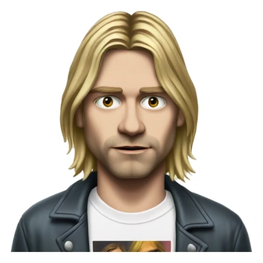 Realistic Kurt Cobain wearing nirvana T-shirt lapels  sticker