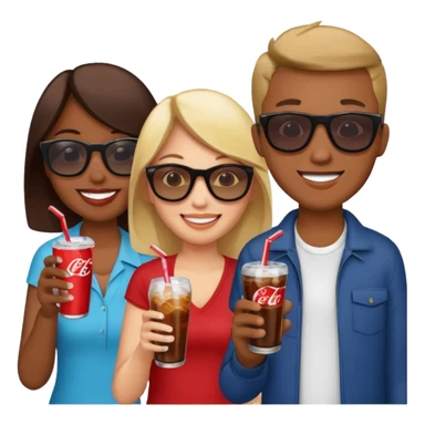 A group of thristy people having soda. sticker