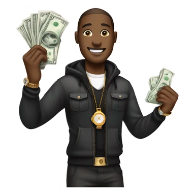 me with money in my hand with diamond watch sticker